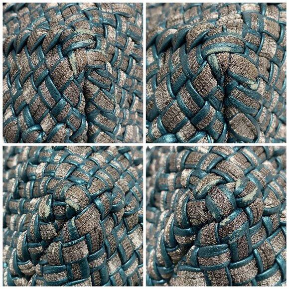 Auth BOTTEGA VENETA Intrecciato - Blue Green Silver Leather Chemical Fiber - Picture 16 of 16